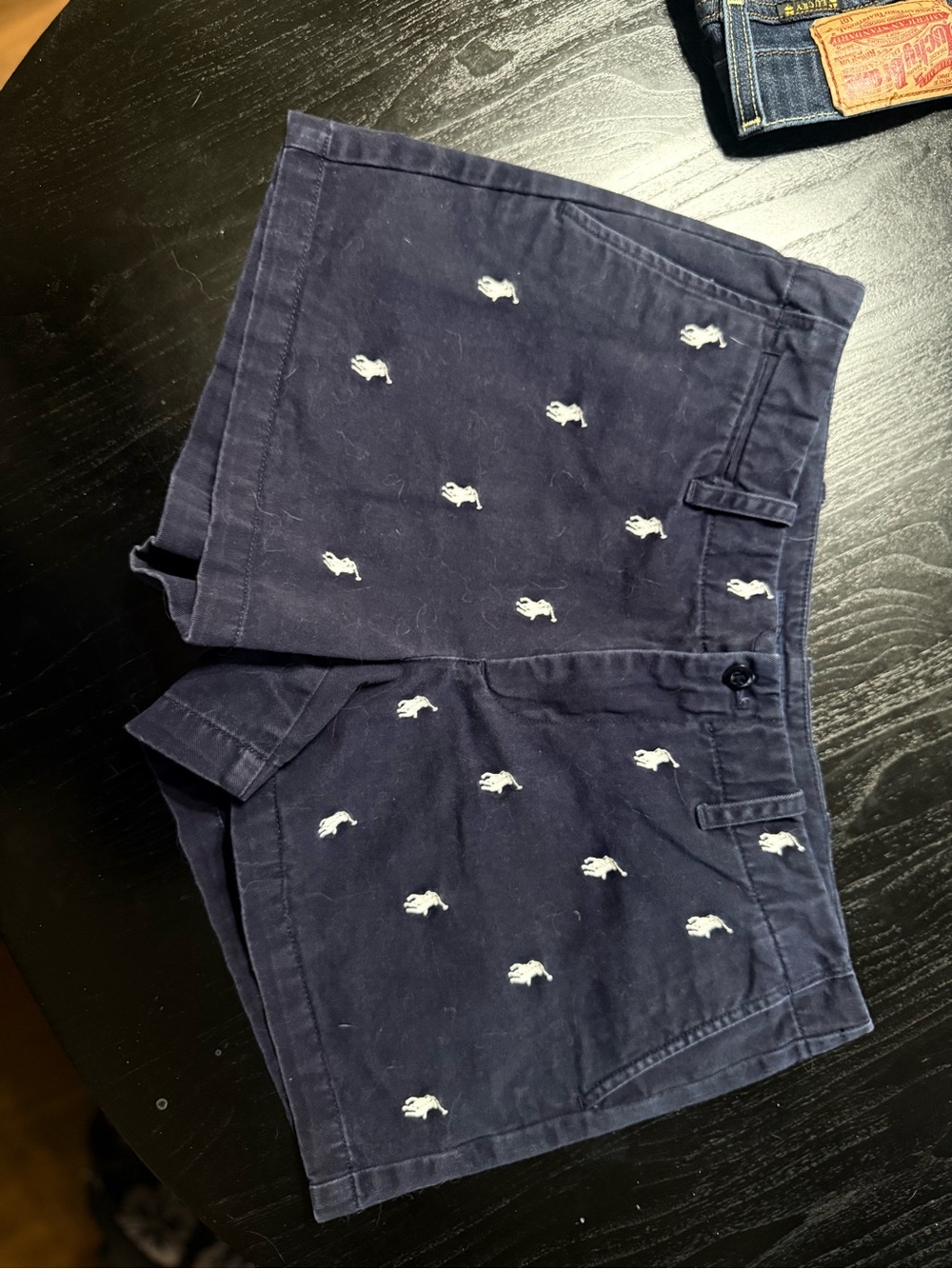 Ralph Lauren Embroidered High-Waist Navy Women's Shorts - Picture 3 of 5